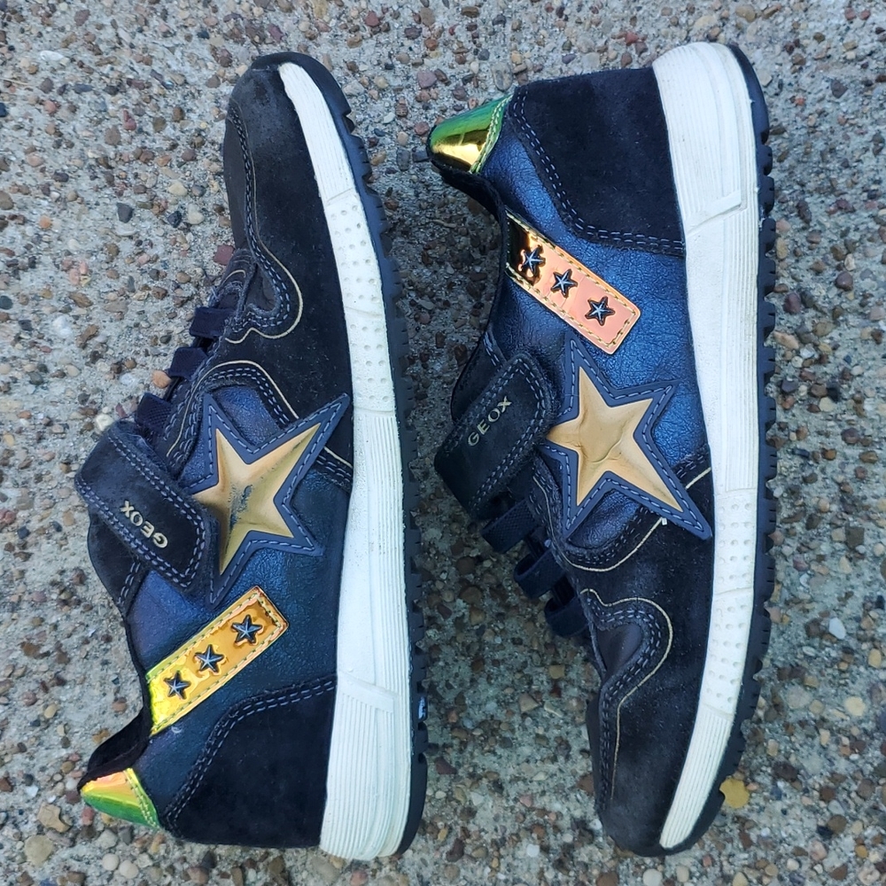 Geox Respira Star Iridescent Sneakers Youth 32 1 Black Elastic Laces